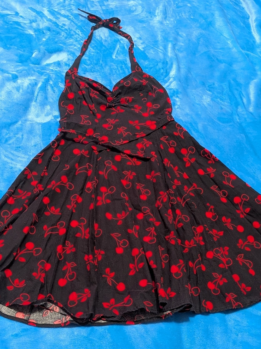 🍒🖤 Black Cherry Print Vintage-Style Dress 🖤🍒